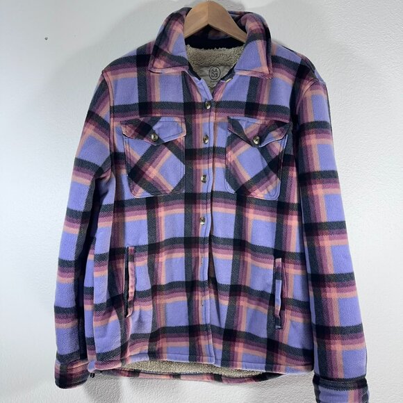 Sage Collective Women's Purple Flannel Jacket/Shacket Plaid Fleece Lined Size M - Picture 1 of 7
